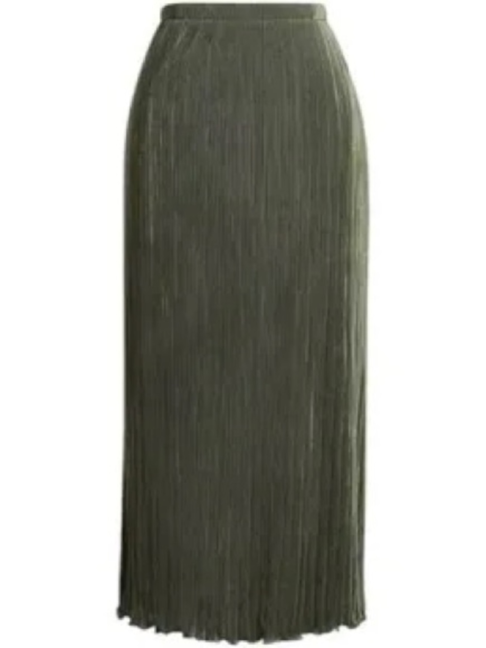 J.Crew Pleated Plissé Maxi Skirt Olive Green